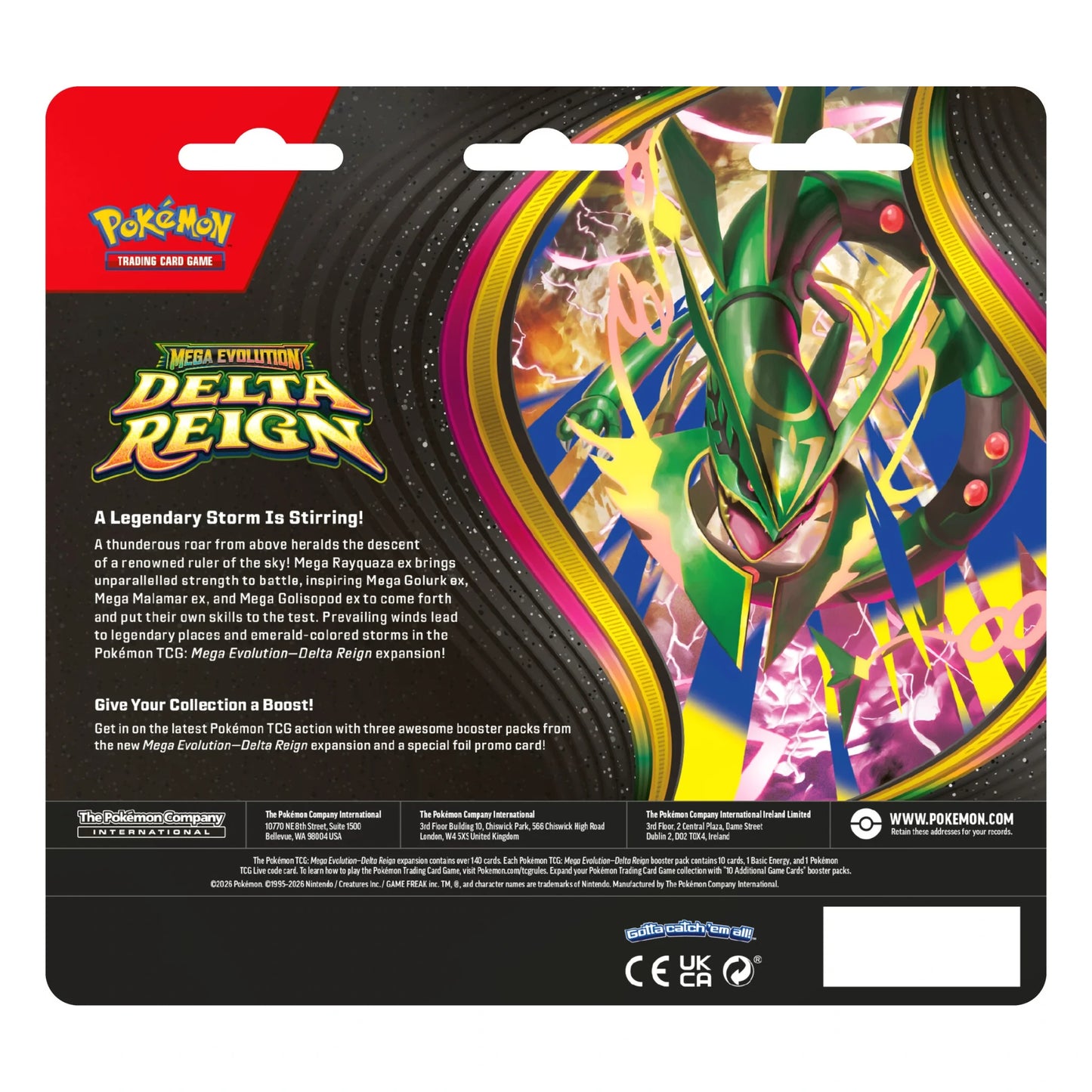 Pokémon TCG Mega Evolution Delta Reign 3-Pack Blister with Seel promo, back view