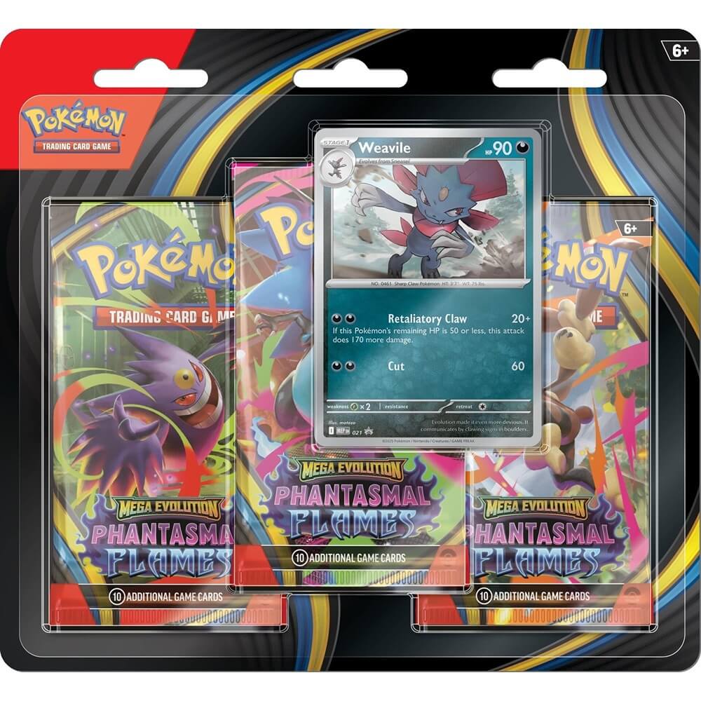 Pokemon TCG: Mega Evolution - Phantasmal Flames 3-Pack Blister (Weavile) (Pre-Order)