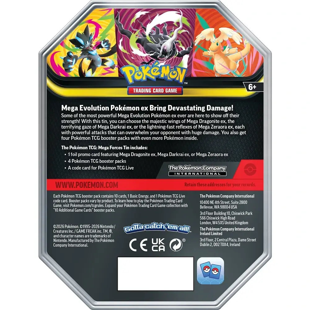 Pokemon TCG: Mega Forces Tin (Mega Dragonite ex) (Pre-Order)