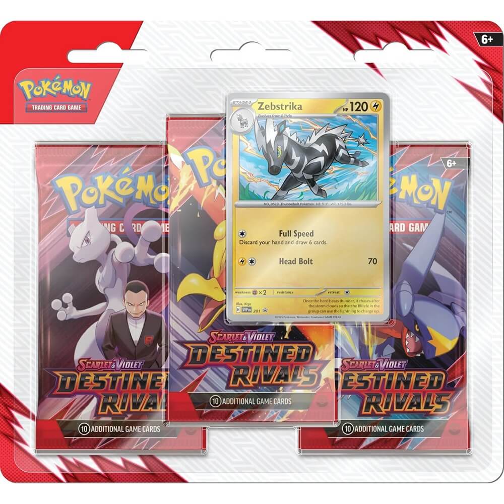 Pokemon TCG: Scarlet & Violet - Destined Rivals Three-Booster Pack Blister (Zebstrika)