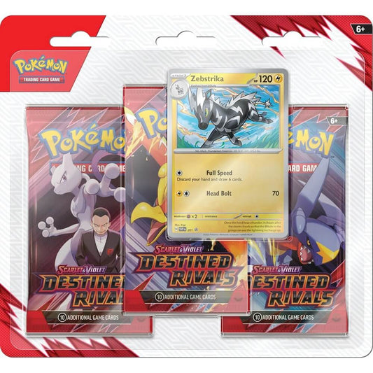Pokemon TCG: Scarlet & Violet - Destined Rivals Three-Booster Pack Blister (Zebstrika)