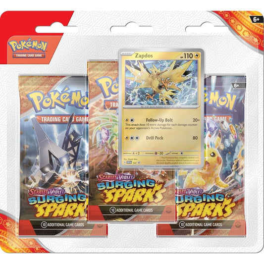 Pokemon TCG: Scarlet & Violet - Surging Sparks Three-Booster Pack Blister (Zapdos)