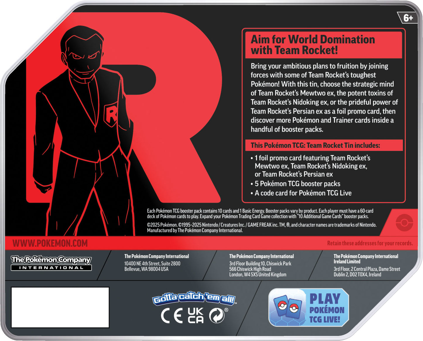 Pokemon TCG: Team Rocket Tin (Mewtwo ex)