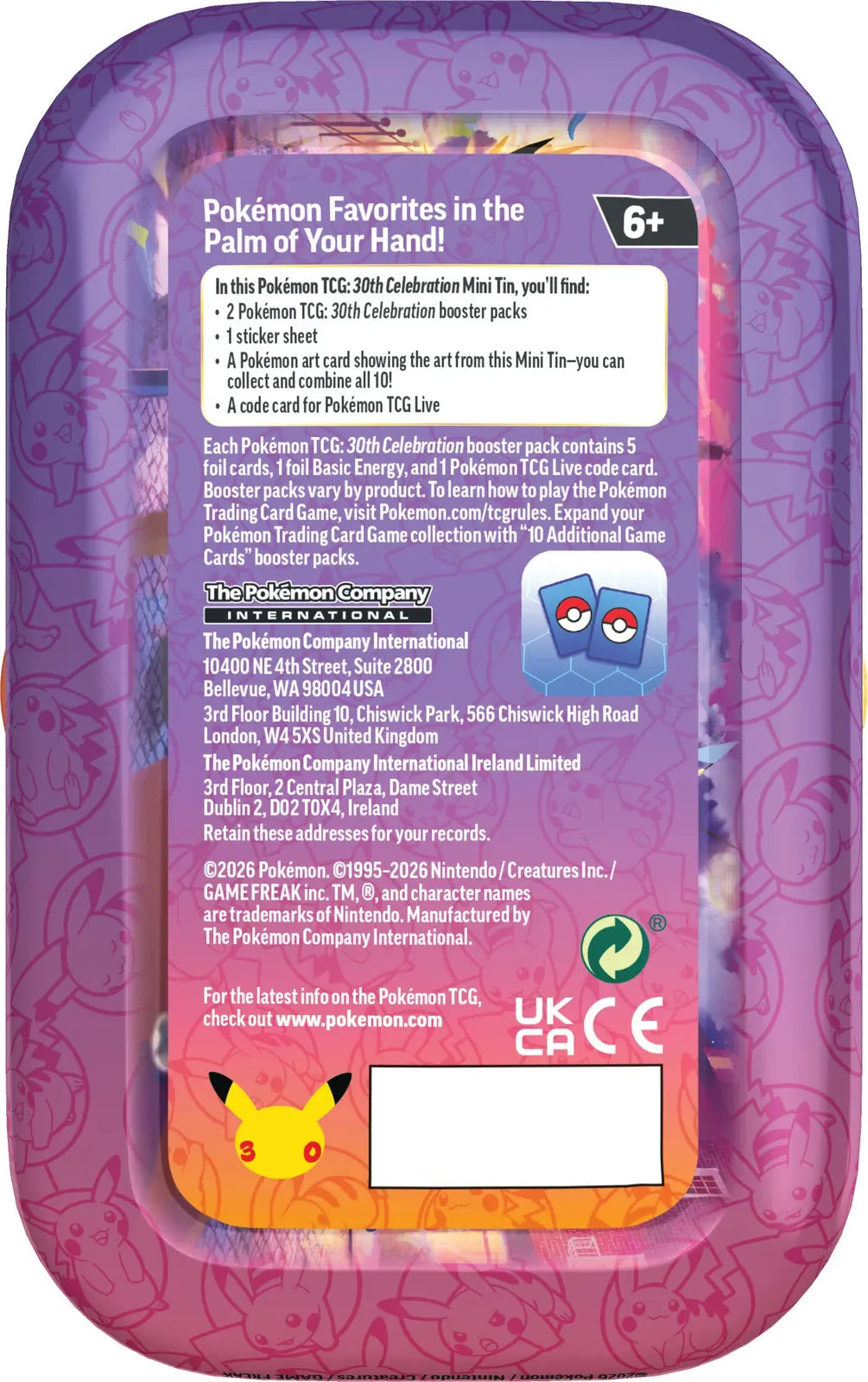 Pokemon TCG: 30th Celebration Mini Tin - Night Back - style/artwork may vary