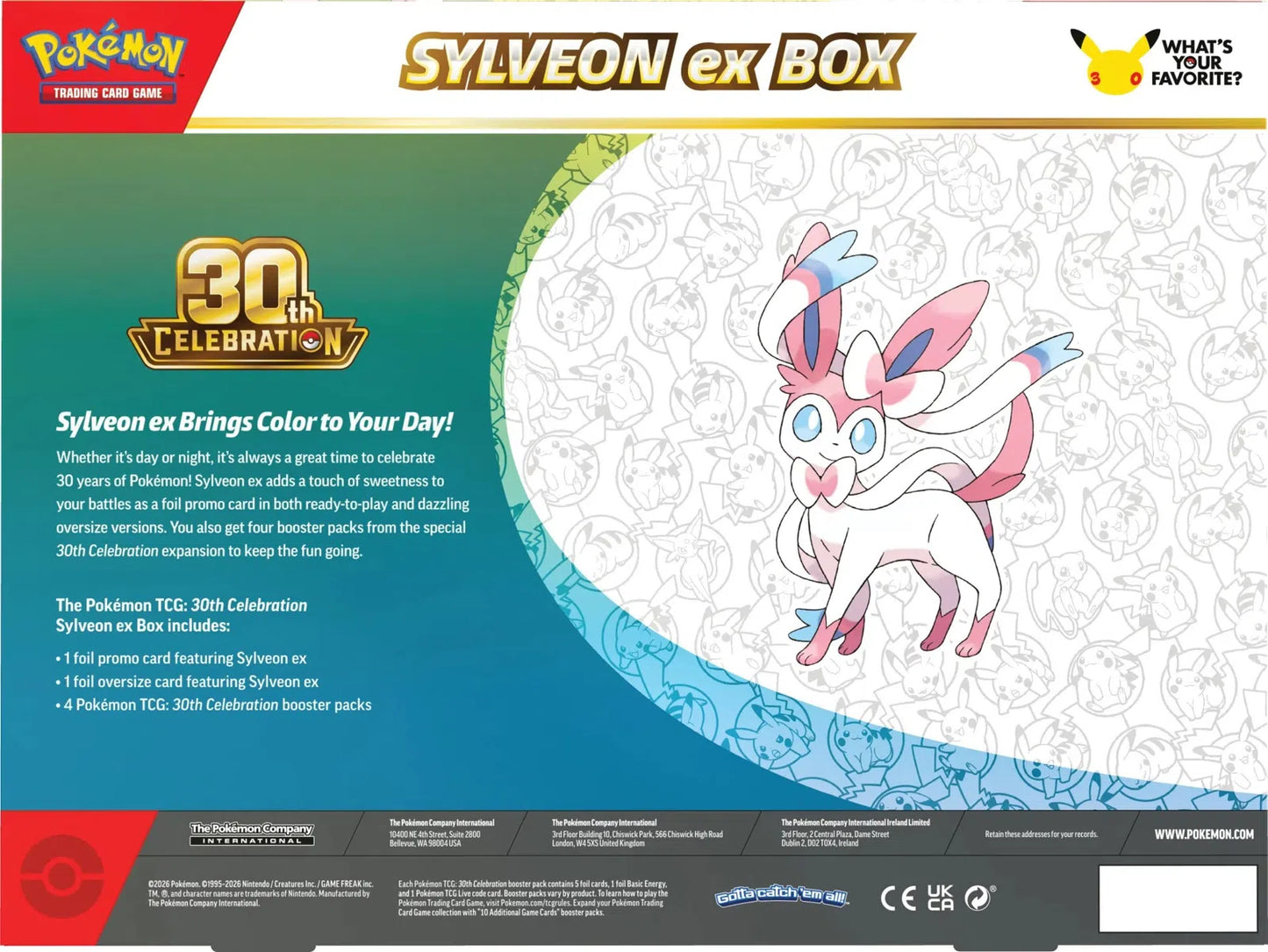 Pokemon TCG: 30th Celebration Sylveon ex Box - Back