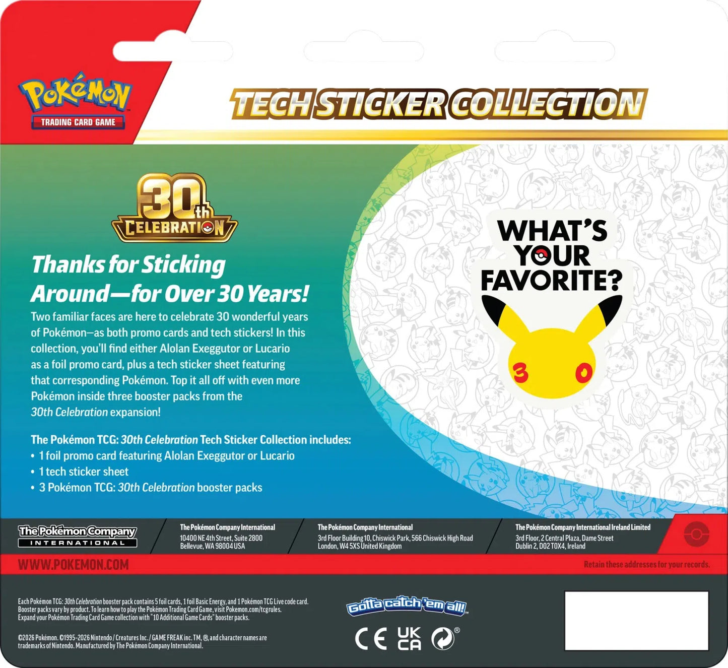 Pokemon TCG: 30th Celebration Tech Sticker Collection (Alolan Exeggutor) - Back
