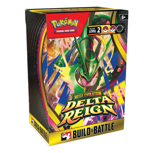 Pokémon TCG Mega Evolution Delta Reign Build & Battle Box outer sleeve, left side