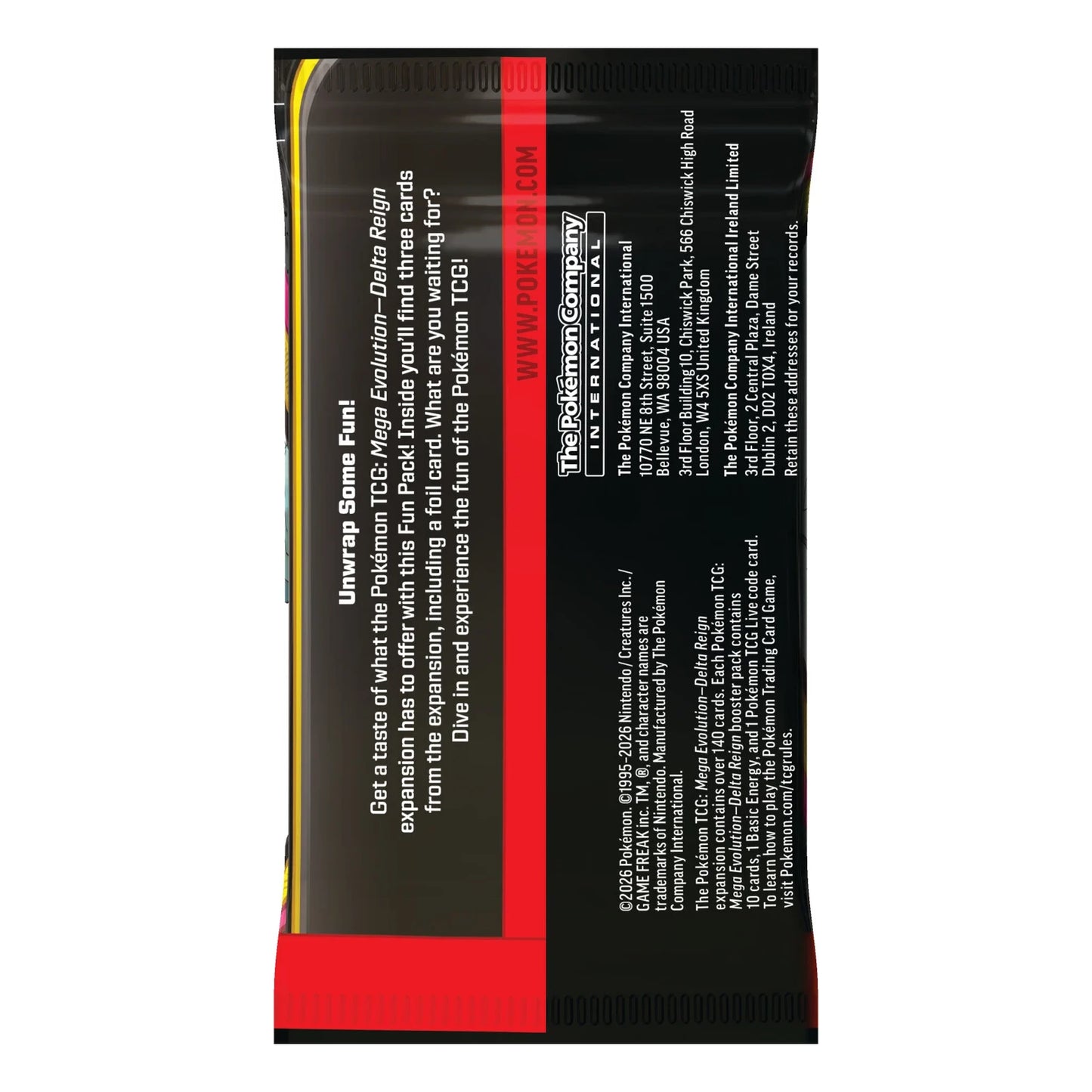 Pokémon TCG Mega Evolution Delta Reign Booster Pack, back view