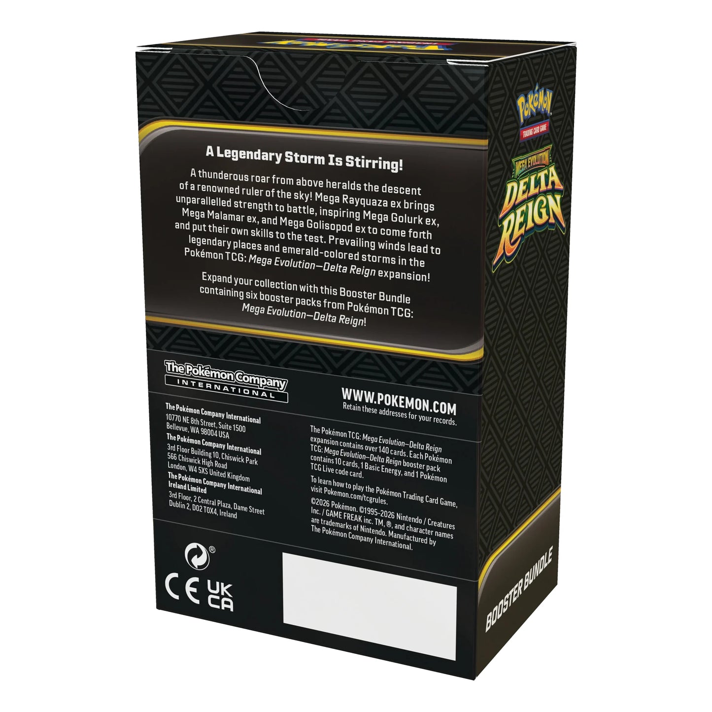 Pokémon TCG Mega Evolution Delta Reign Booster Bundle with 6 packs, back view