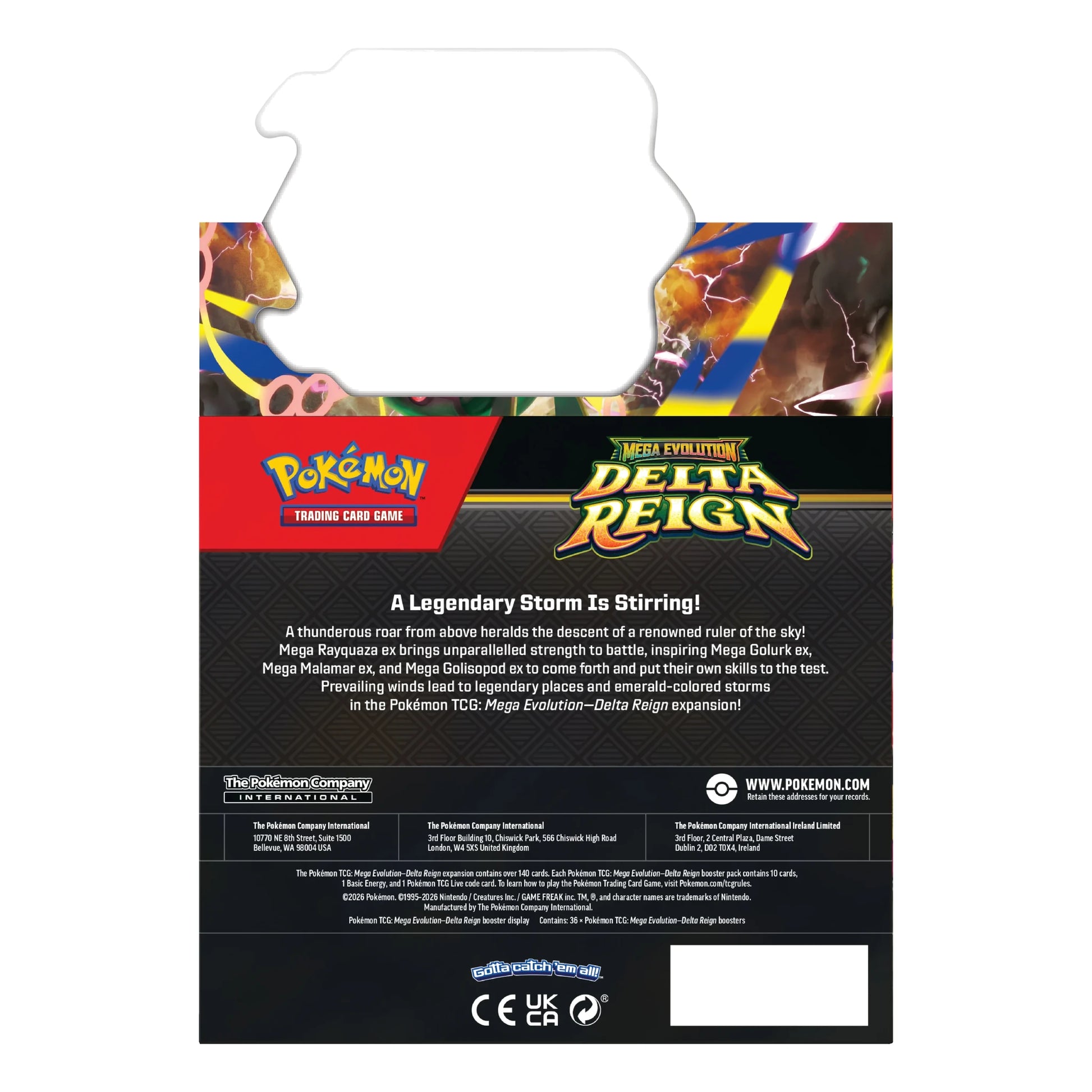 Pokémon TCG Mega Evolution Delta Reign Booster Box with 36 packs, back view