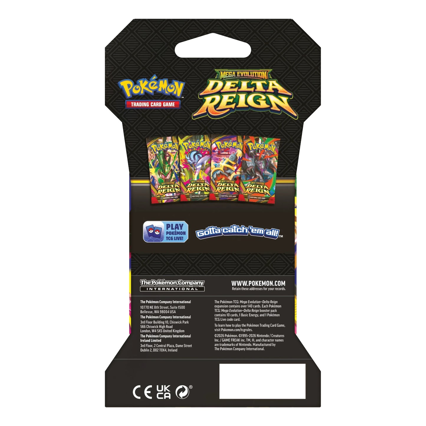Pokémon TCG Mega Evolution Delta Reign Sleeved Booster Pack, back view