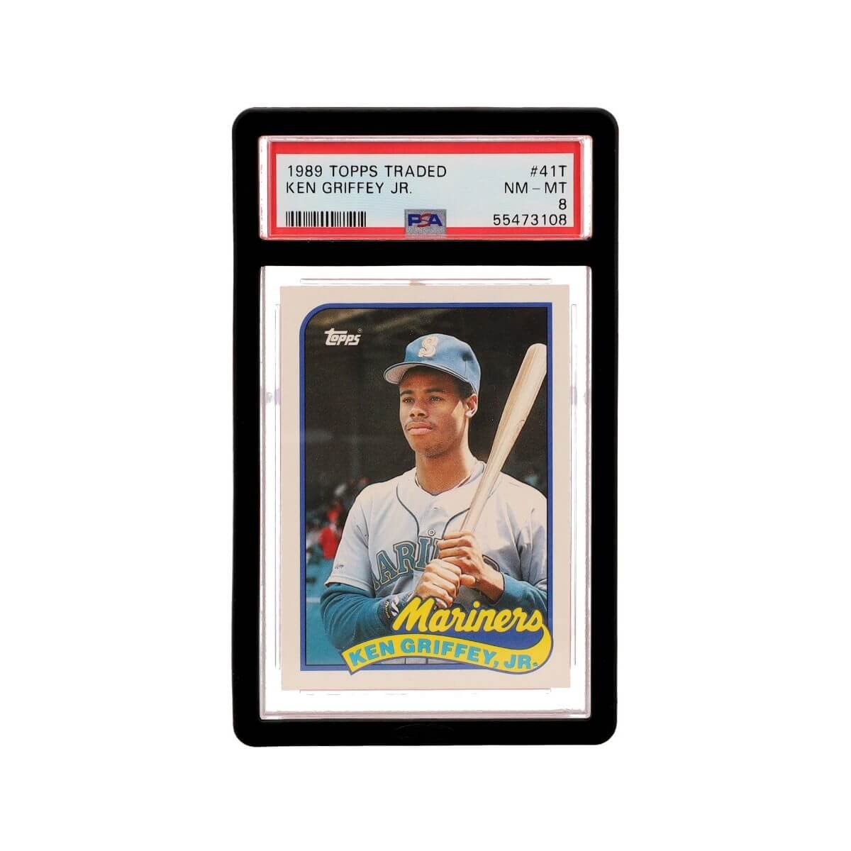 PSA graded card with black BCW slab bumper front view