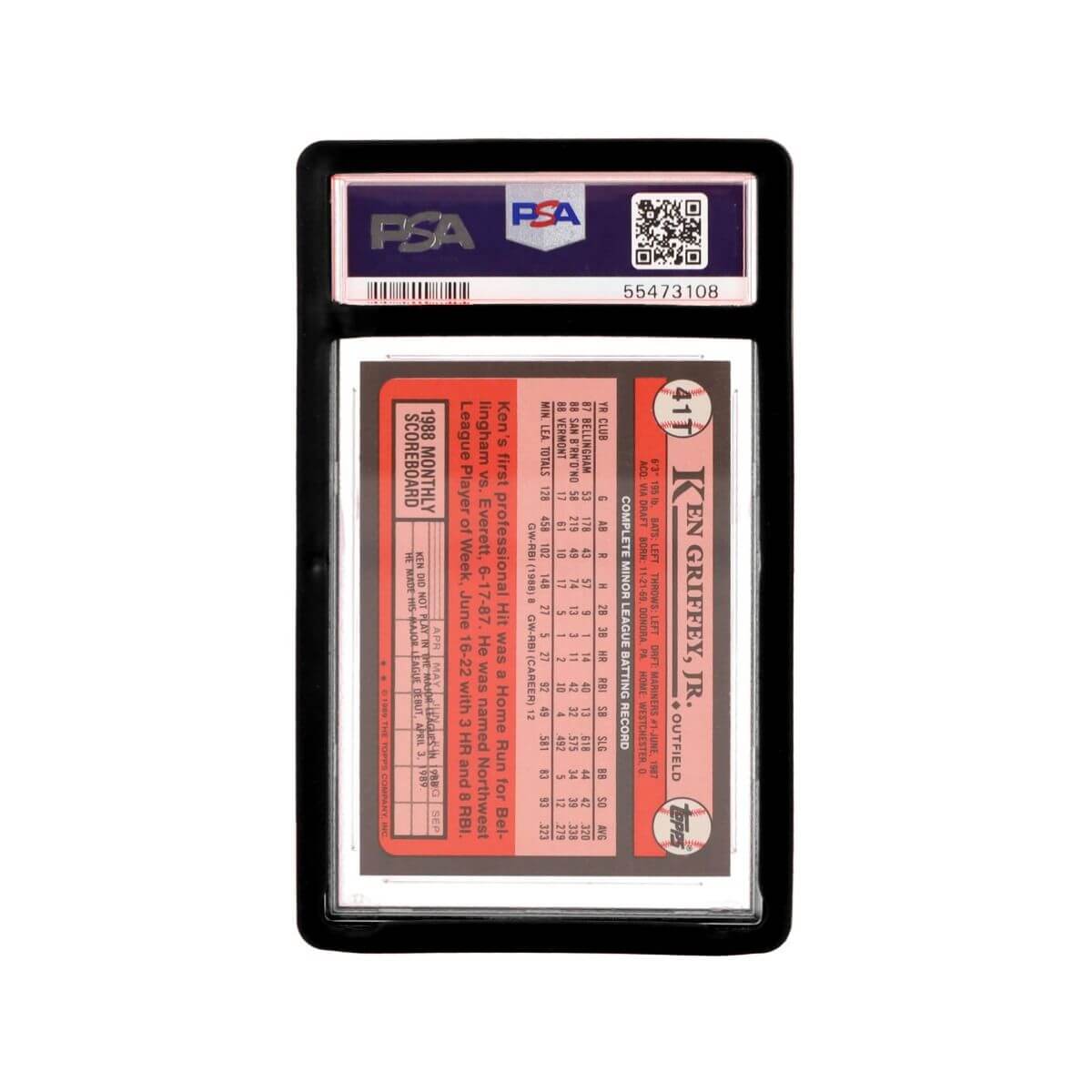 PSA graded card with black BCW slab bumper back view