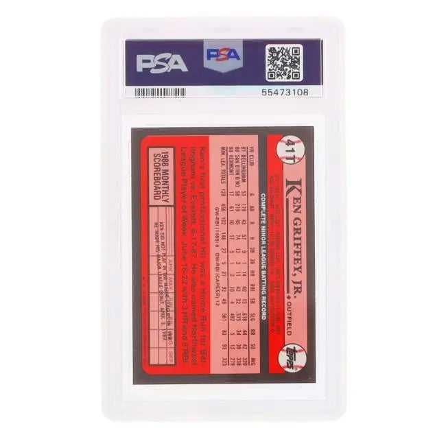 PSA graded card with translucent clear BCW slab bumper back view