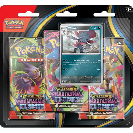 Pokemon TCG: Mega Evolution - Phantasmal Flames 3-Pack Blister (Weavile) (Pre-Order)