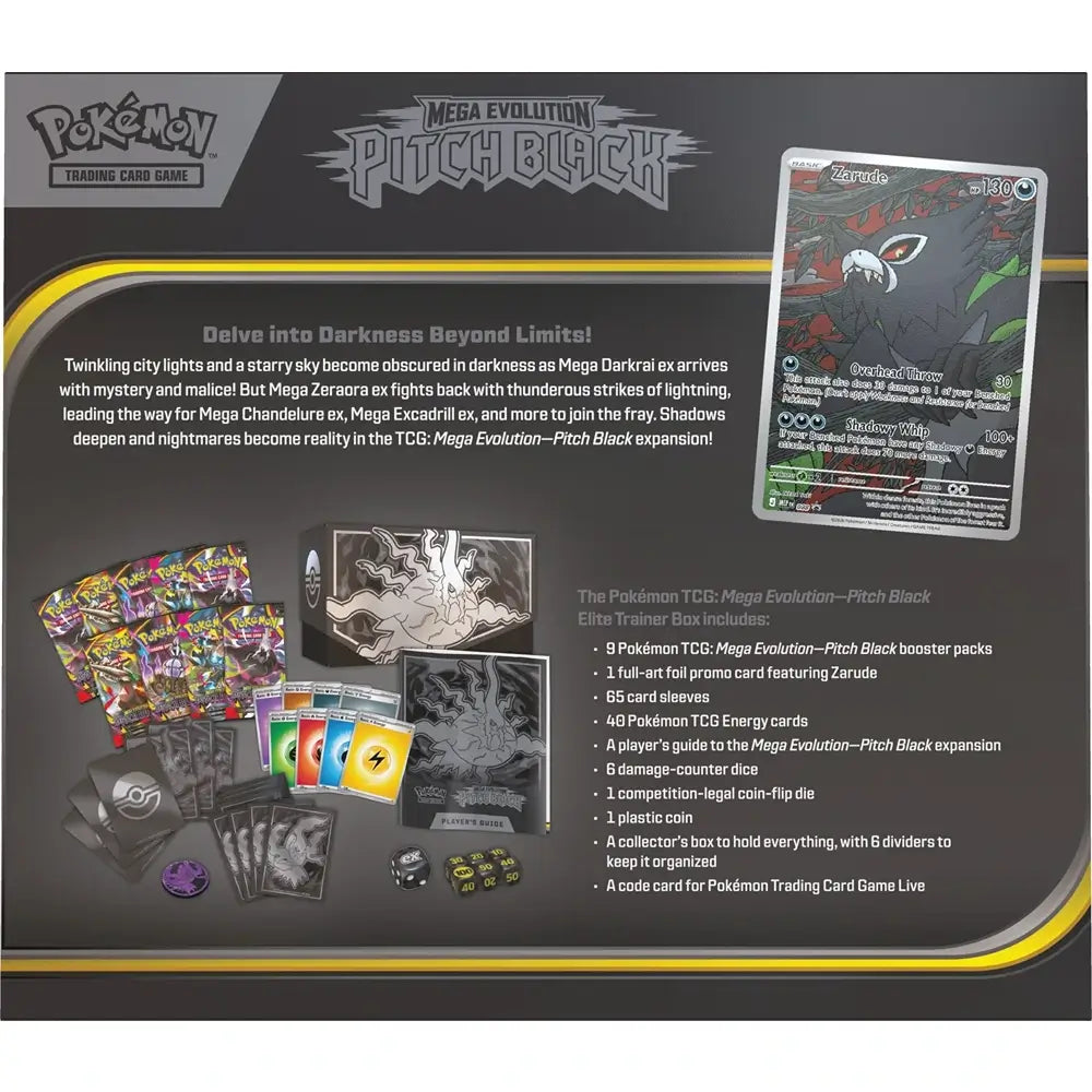 Pokemon TCG: Mega Evolution - Pitch Black Elite Trainer Box (ETB) (Pre Booster Boyz Pokemon TCG: Mega Evolution - Pitch Black Elite Trainer Box (ETB) (Pre Booster Boyz