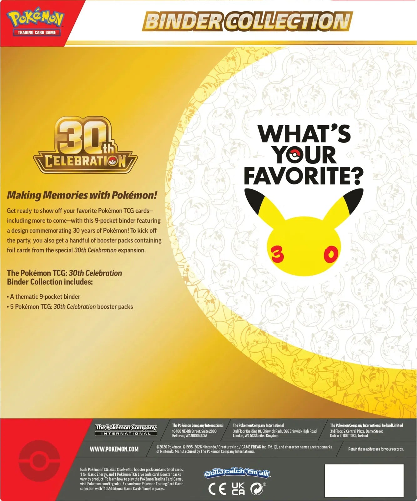 Pokemon TCG: 30th Celebration Binder Collection - Back