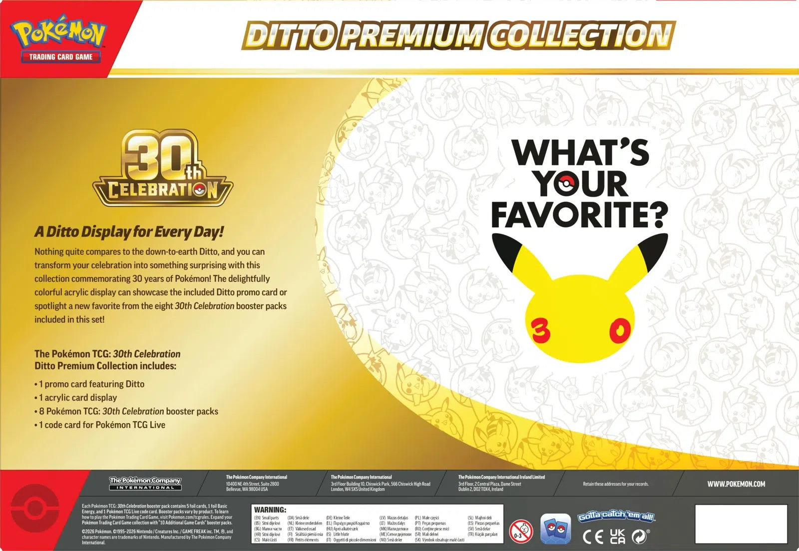 Pokemon TCG: 30th Celebration Ditto Premium Collection - Back