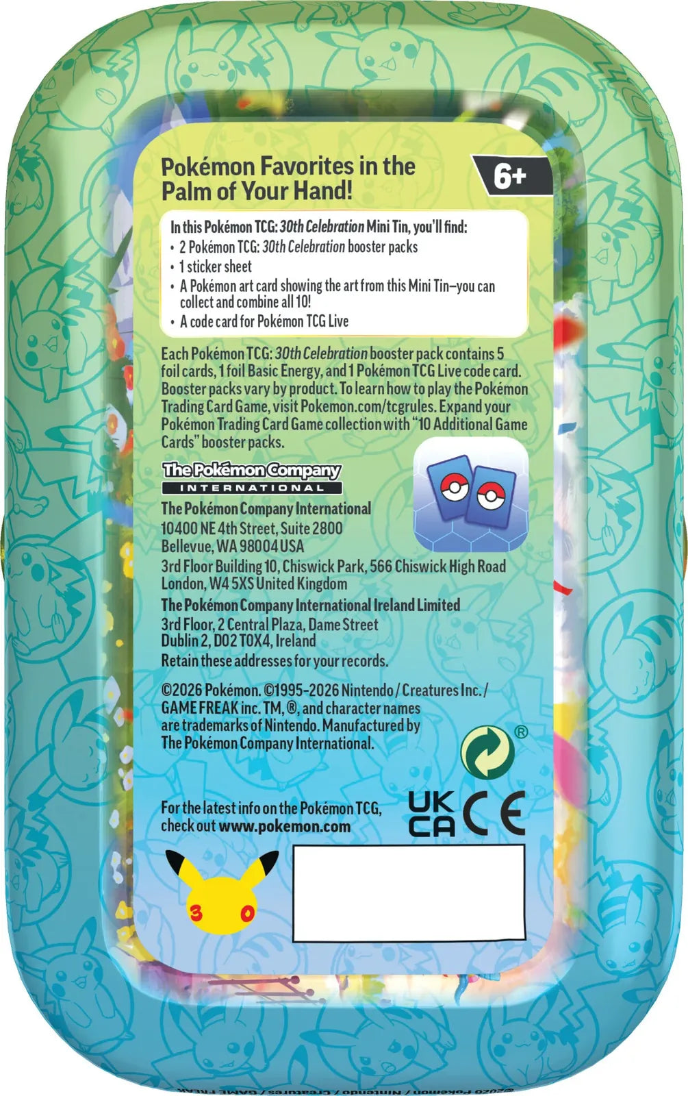 Pokemon TCG: 30th Celebration Mini Tin - Day Back - style/artwork may vary
