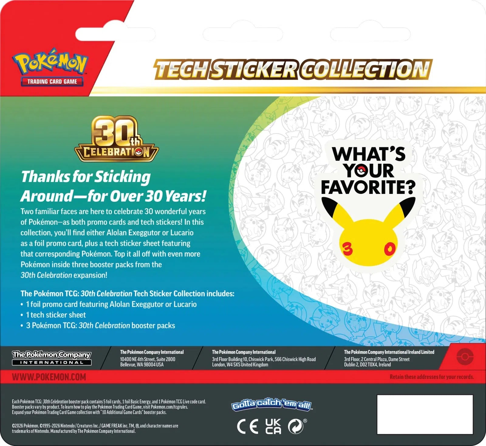 Pokemon TCG: 30th Celebration Tech Sticker Collection (Alolan Exeggutor) - Back