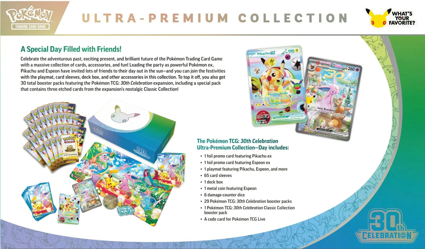 Pokemon TCG: 30th Celebration Ultra-Premium Collection (Day) - Outer Sleeve Packed Back