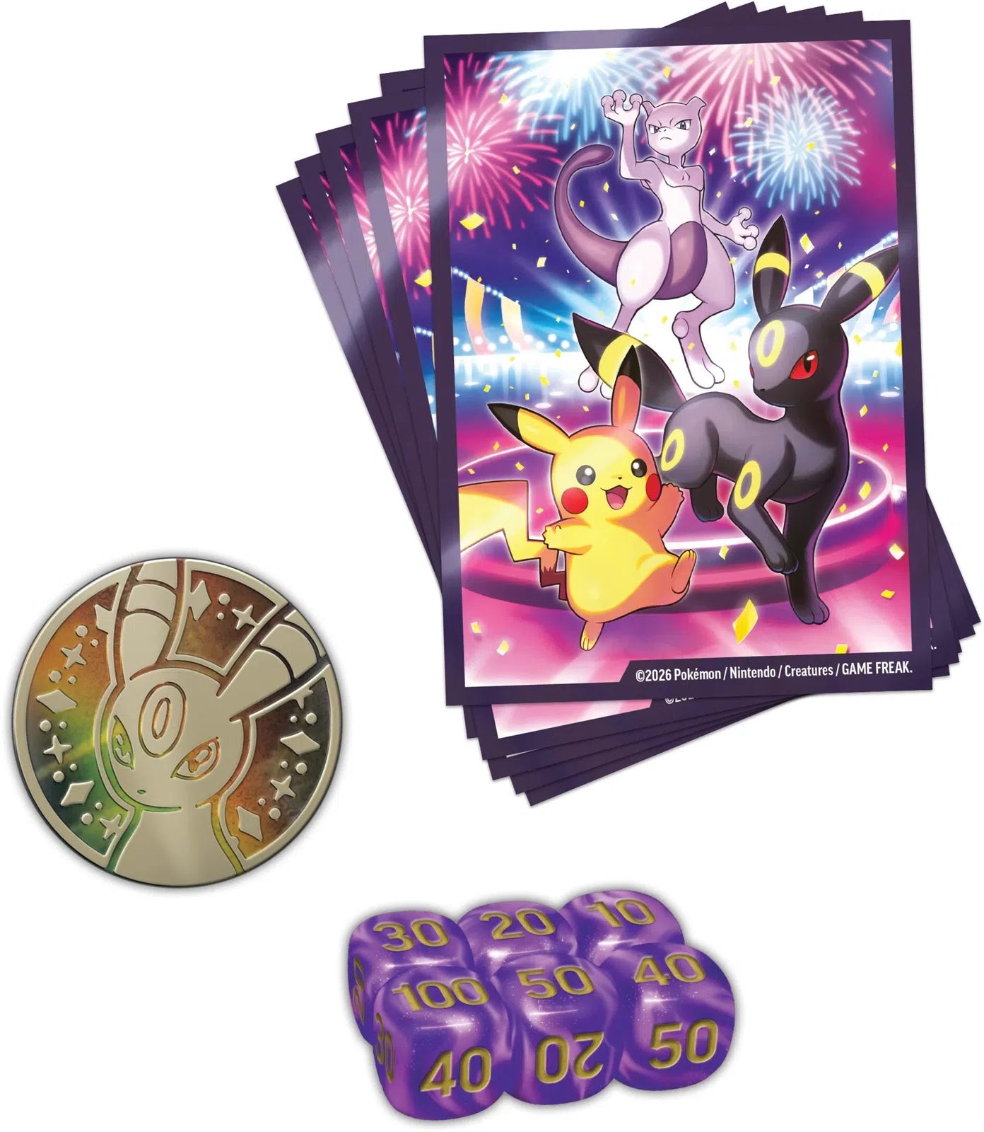 Pokemon TCG: 30th Celebration Ultra-Premium Collection (Night) - Grouped Coin Dice Card Sleeves