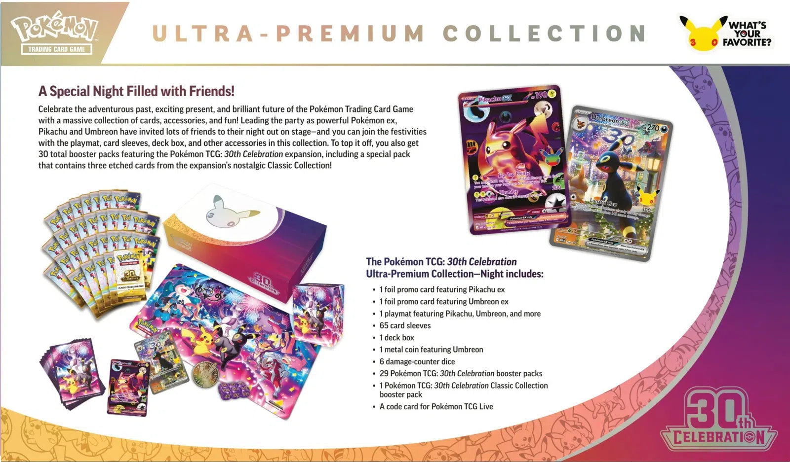 Pokemon TCG: 30th Celebration Ultra-Premium Collection (Night) - Outer Sleeve Packed Back